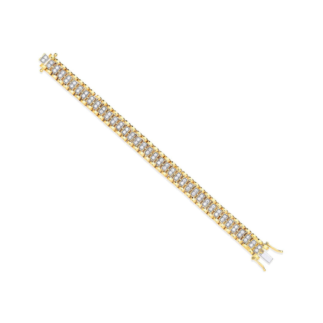 9ct Yellow Gold Fancy Link 0.21ct Diamonds Child Bracelet