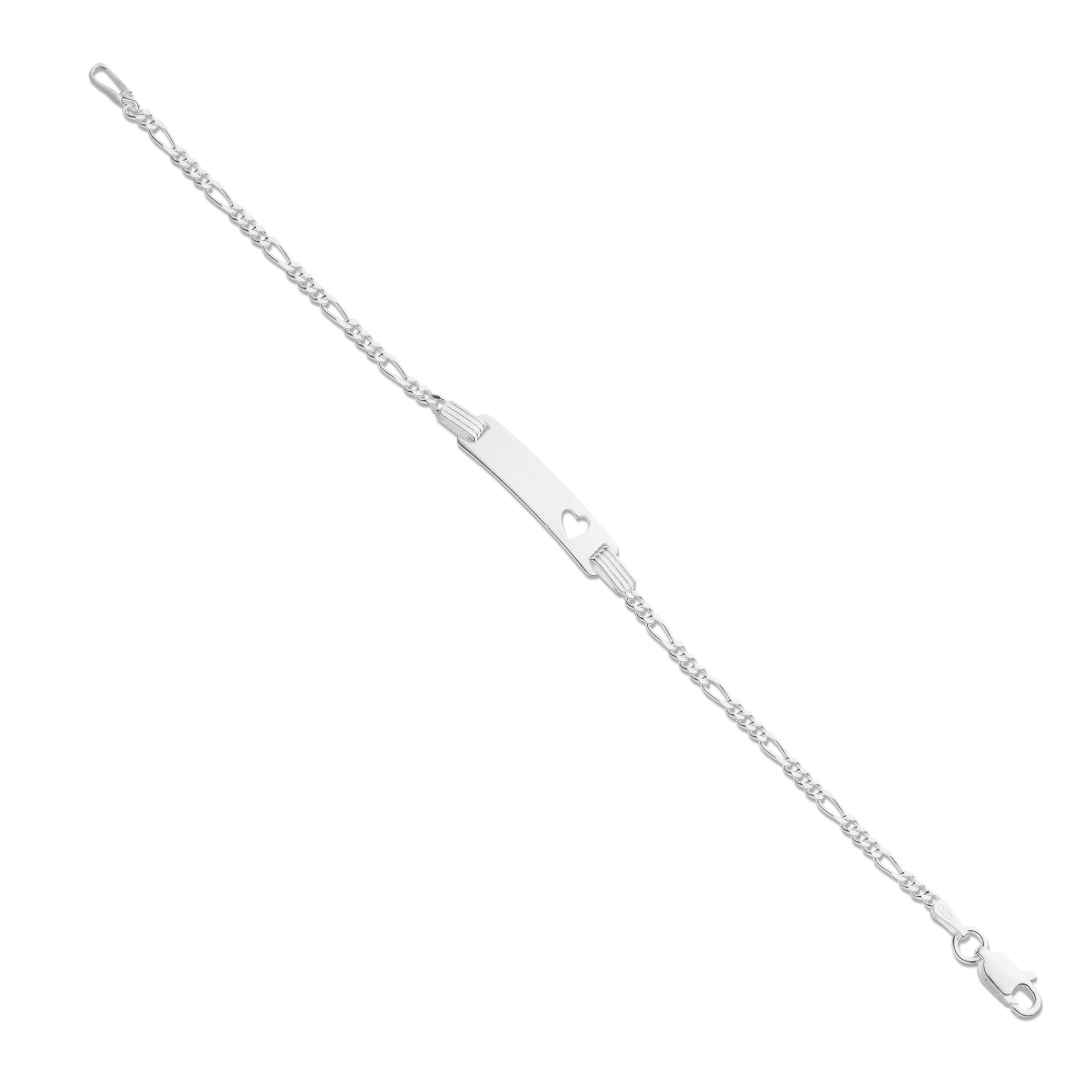 925 Sterling Silver Heart ID Childs 6" Bracelet