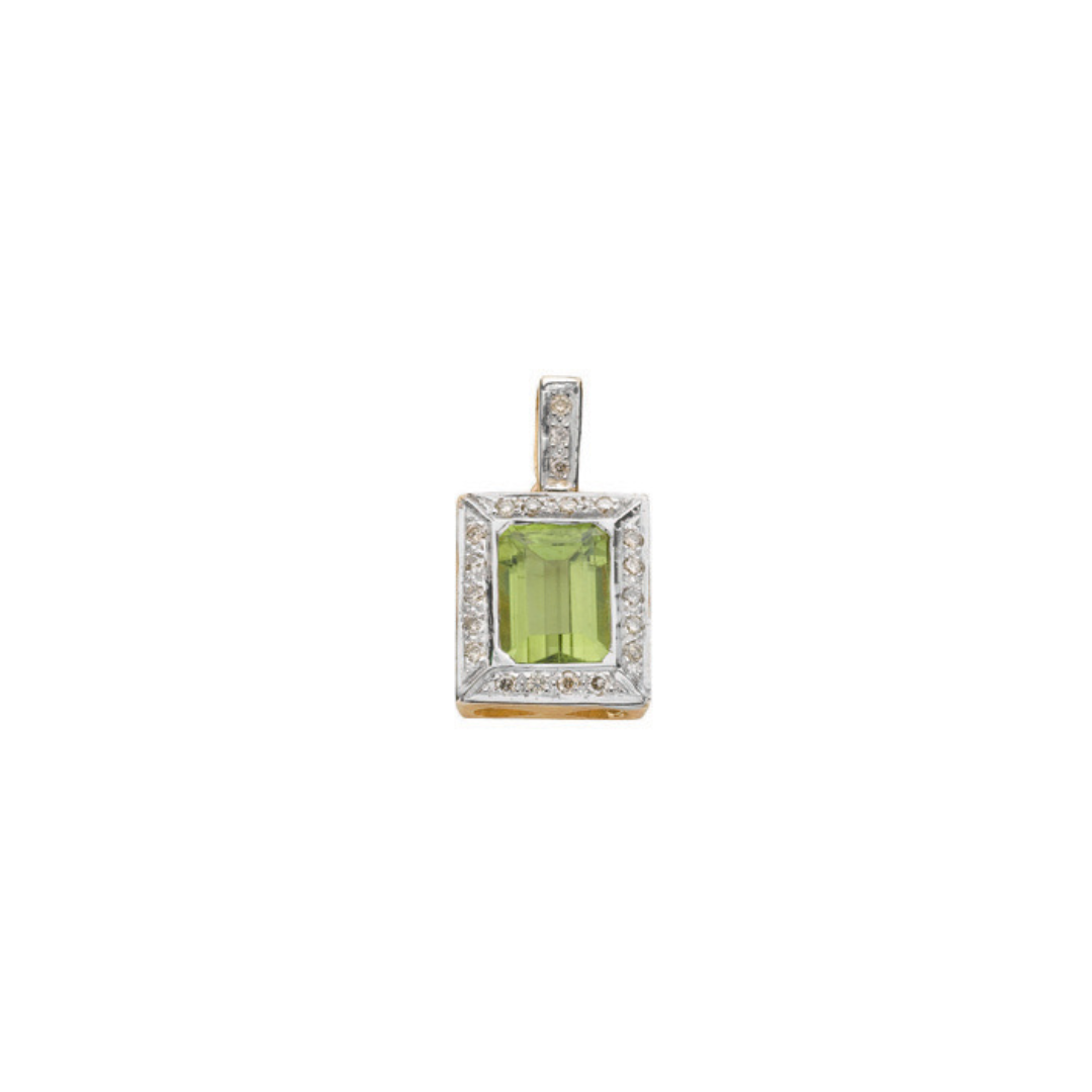 9ct White Gold 0.16ct Diamond & 1.75ct Peridot Pendant
