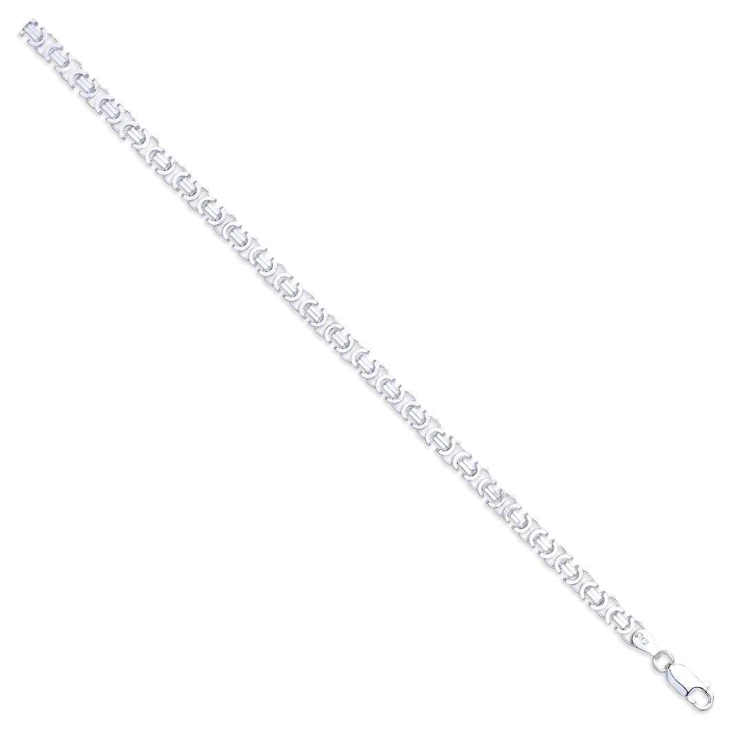 925 Sterling Silver 5mm Flat Byzantine Chain