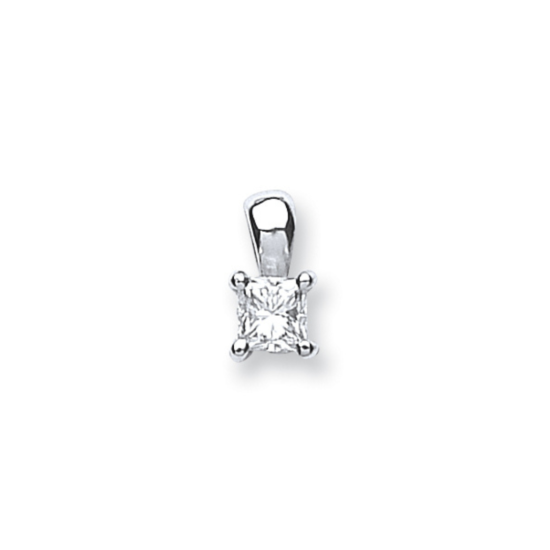 18ct White Gold 0.25ct Princess Cut Diamond Pendant