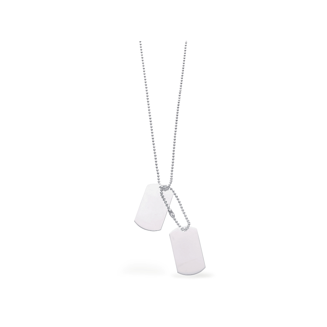 925 Sterling Silver Dog Tags 24" Chain