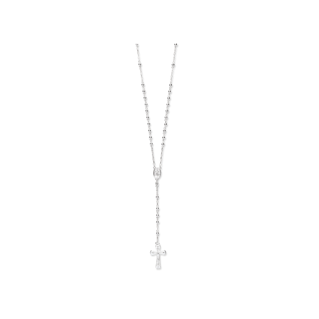 925 Sterling Silver 24" Rosary Beads Chain