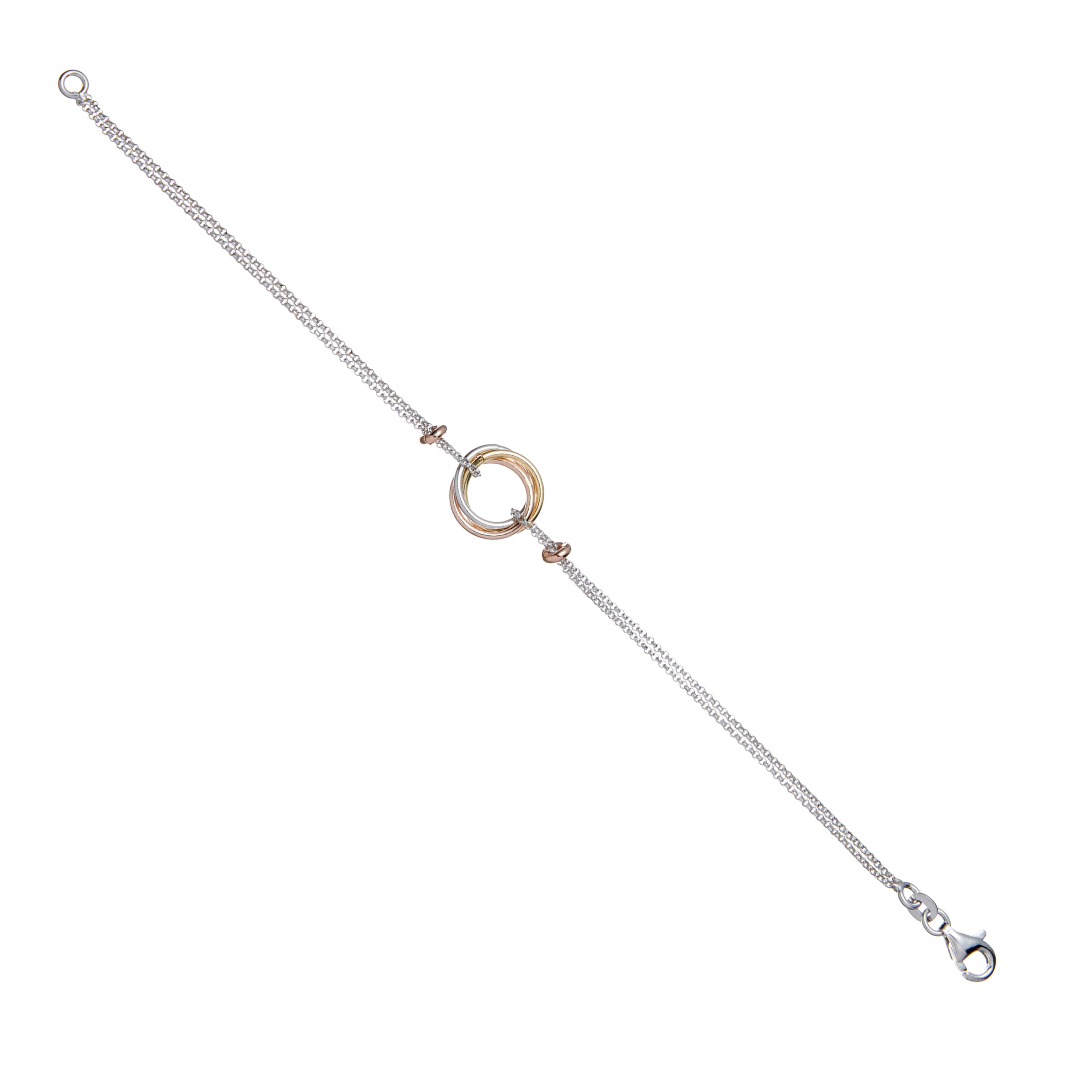 925 Sterling Silver, Rose & Yellow Circle Bracelet / Necklace