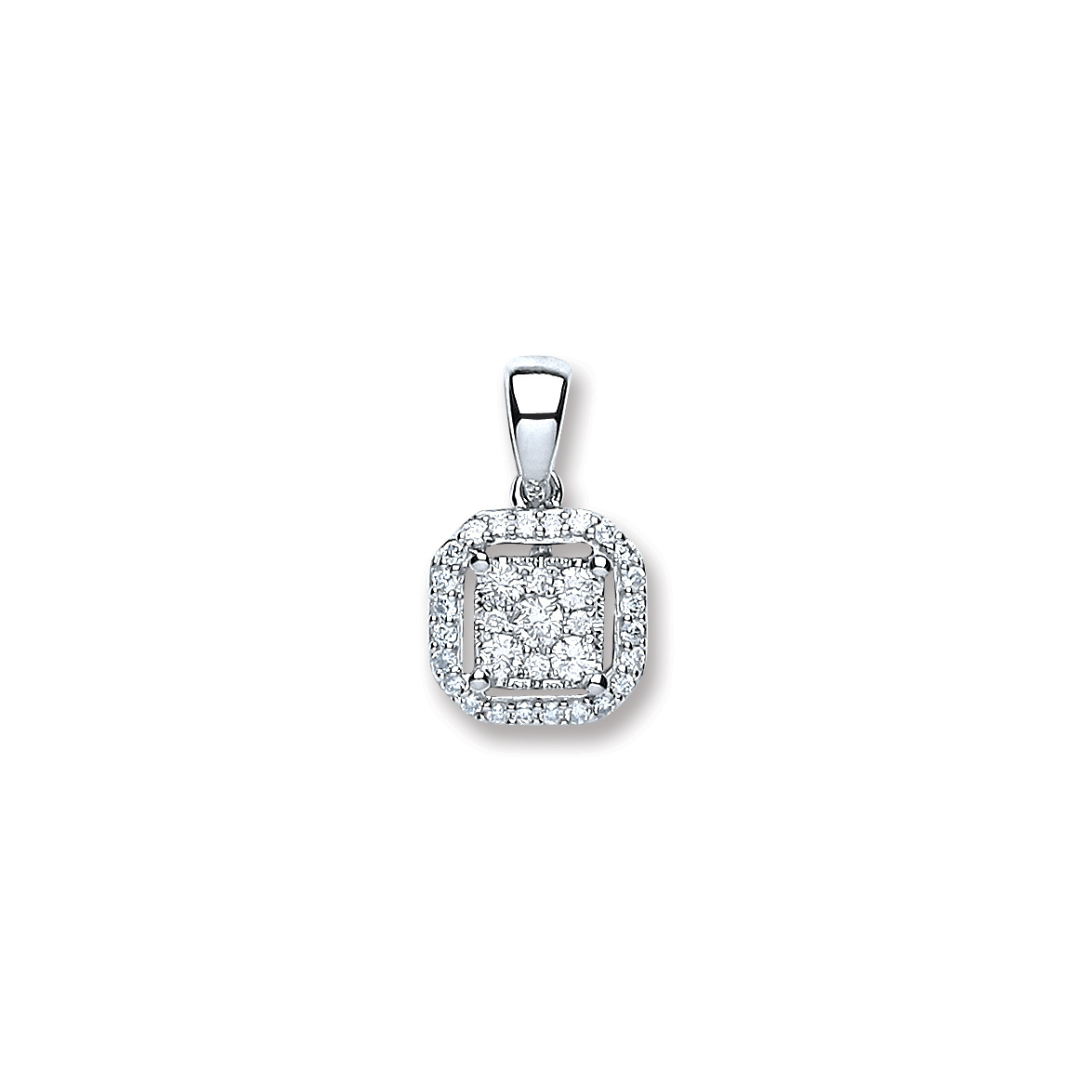 18ct White Gold 0.20ct Diamond Square Pendant