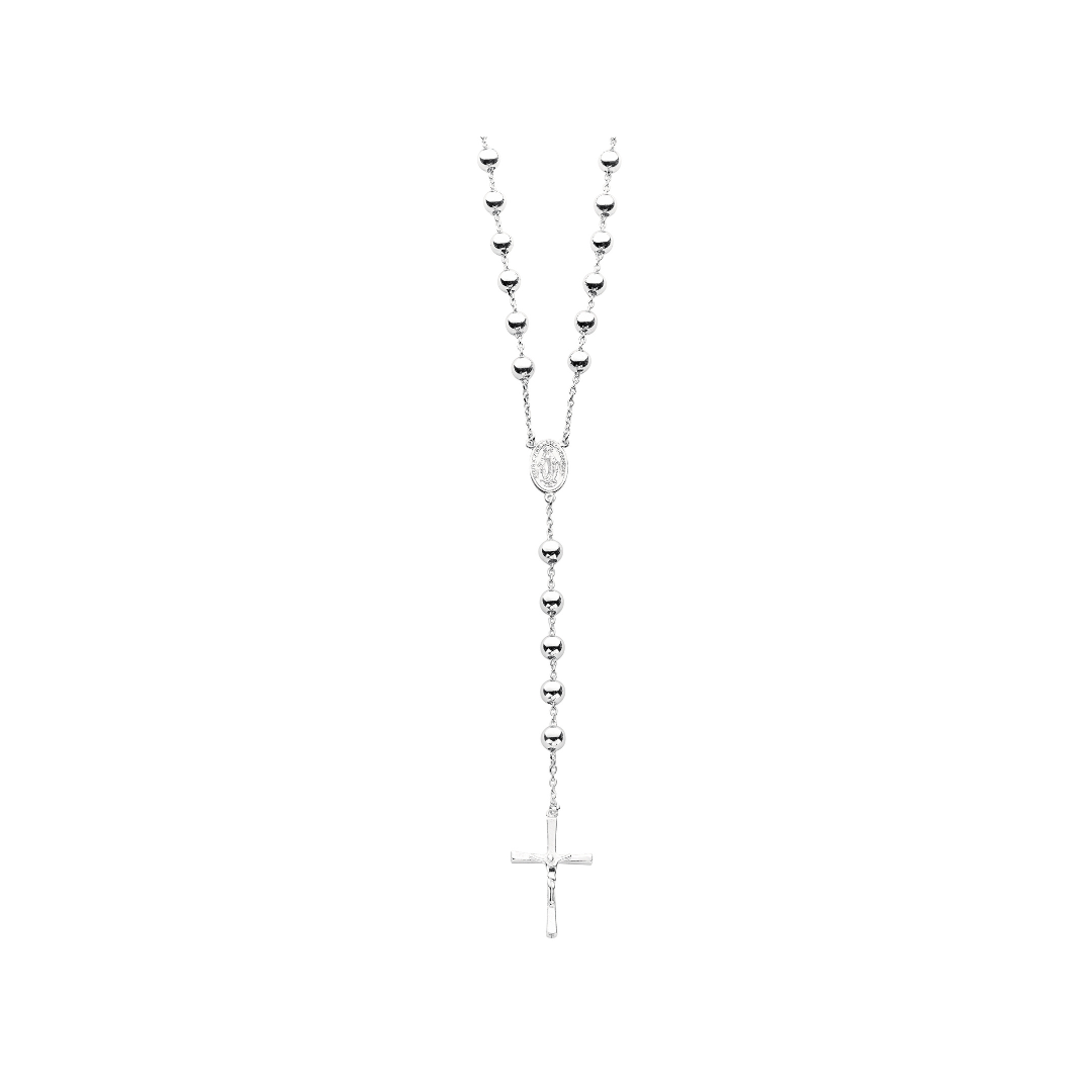 925 Sterling Silver 28" Rosary Beads Chain