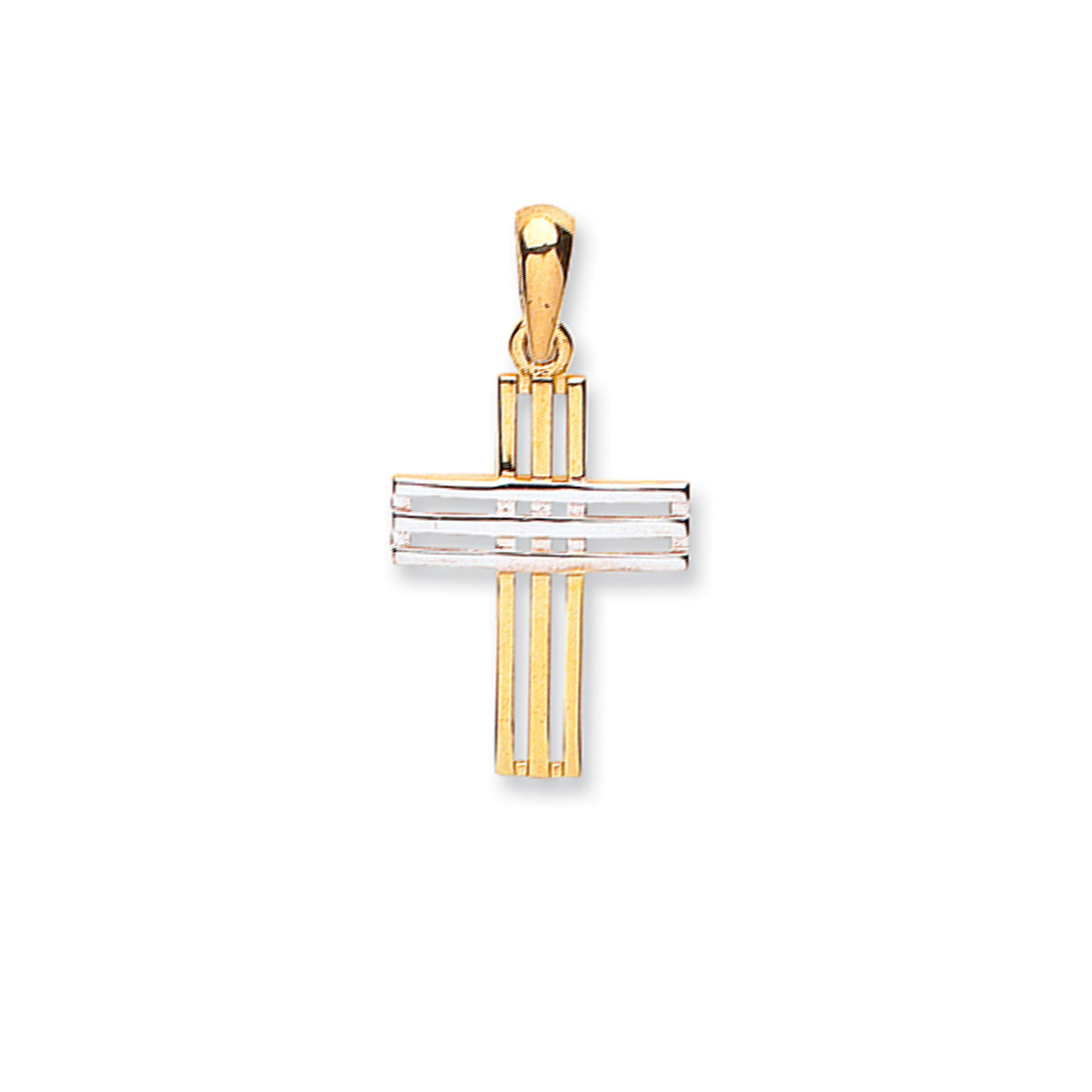 9ct Yellow & White Gold Fancy Cross
