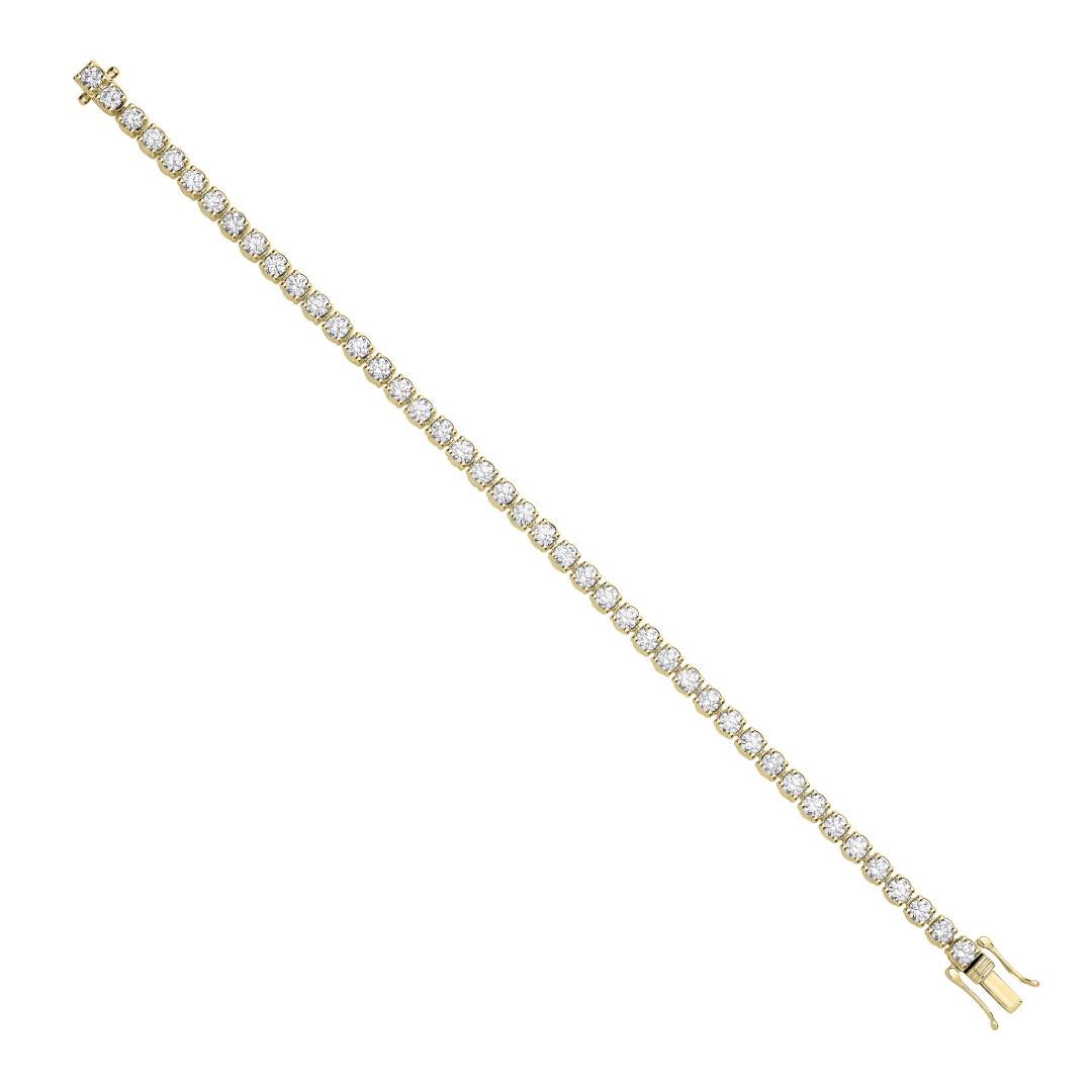 9ct Yellow Gold 10.00ct Lab Grown Diamond Tennis Bracelet WGI Certified