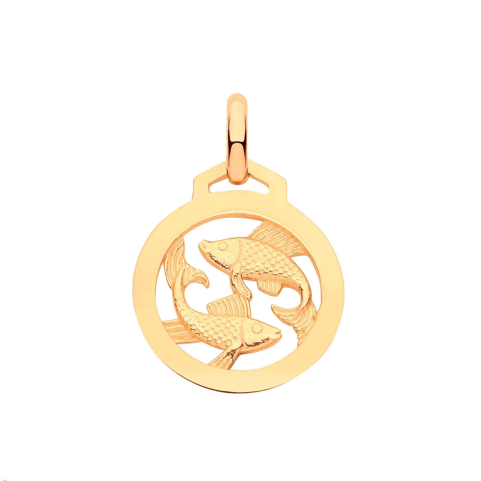 9ct Yellow Gold Round Zodiac Pendant PISCES