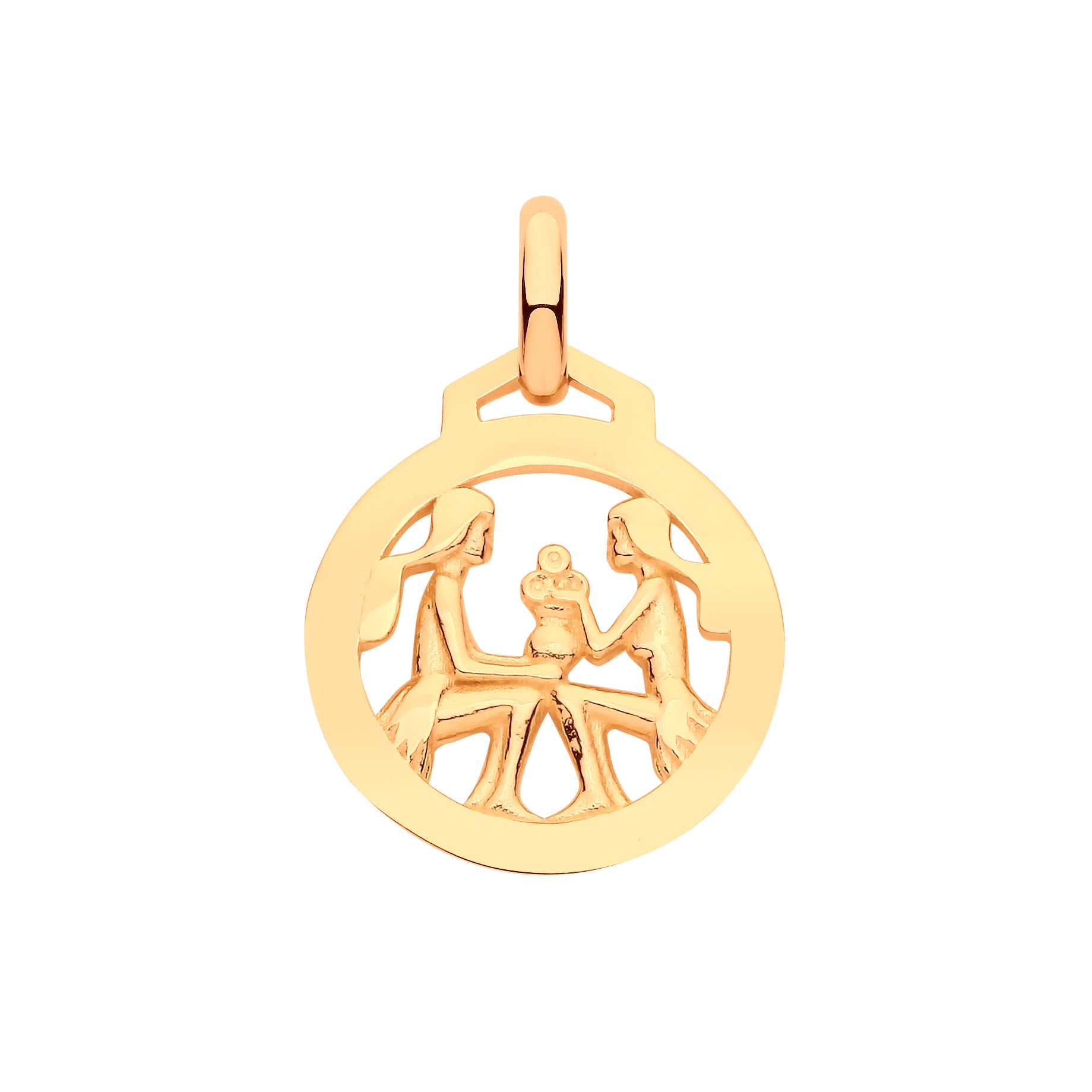 9ct Yellow Gold Round Zodiac Pendant GEMINI