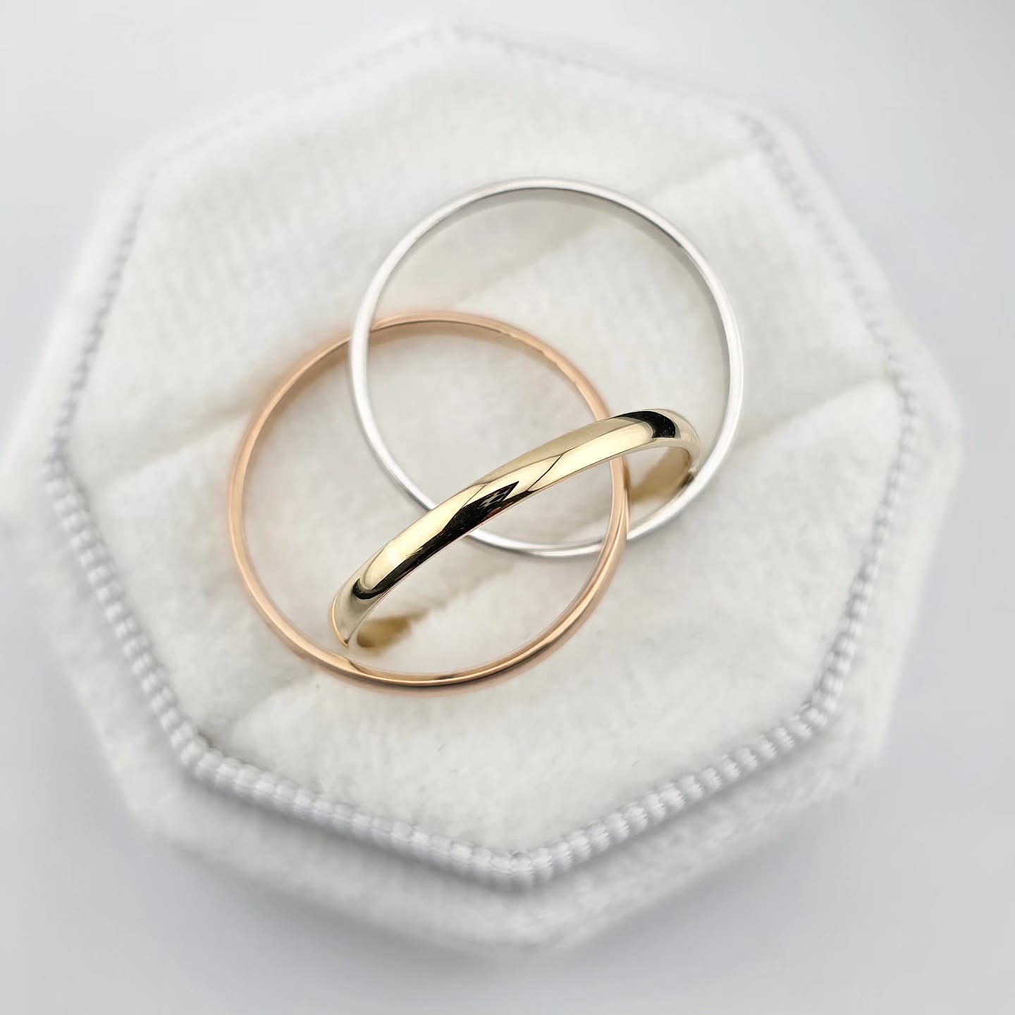 9ct Yellow White & Rose Gold 2mm Russian Wedding Band
