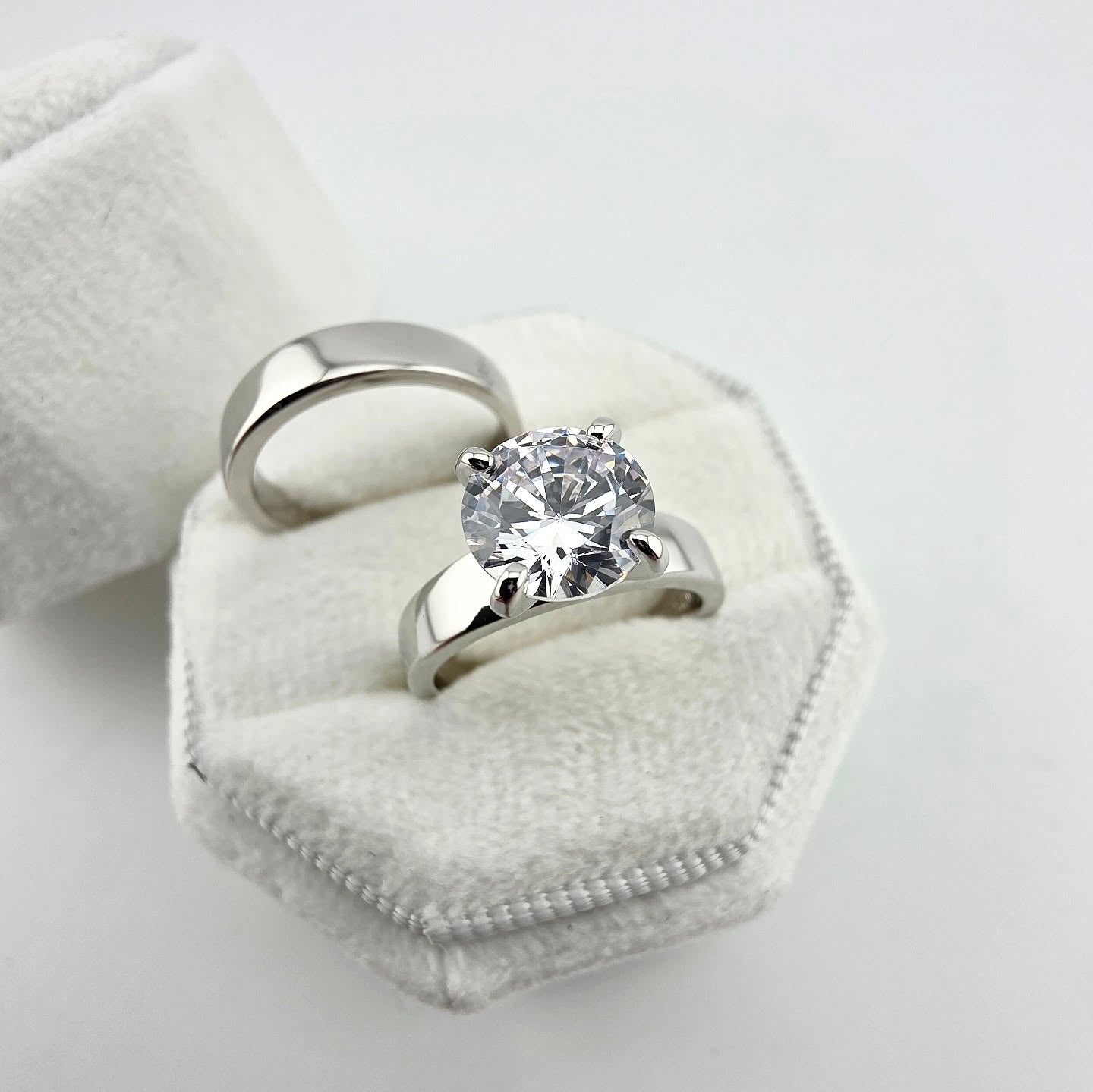 925 Sterling Silver Bridal Set Cz Rings