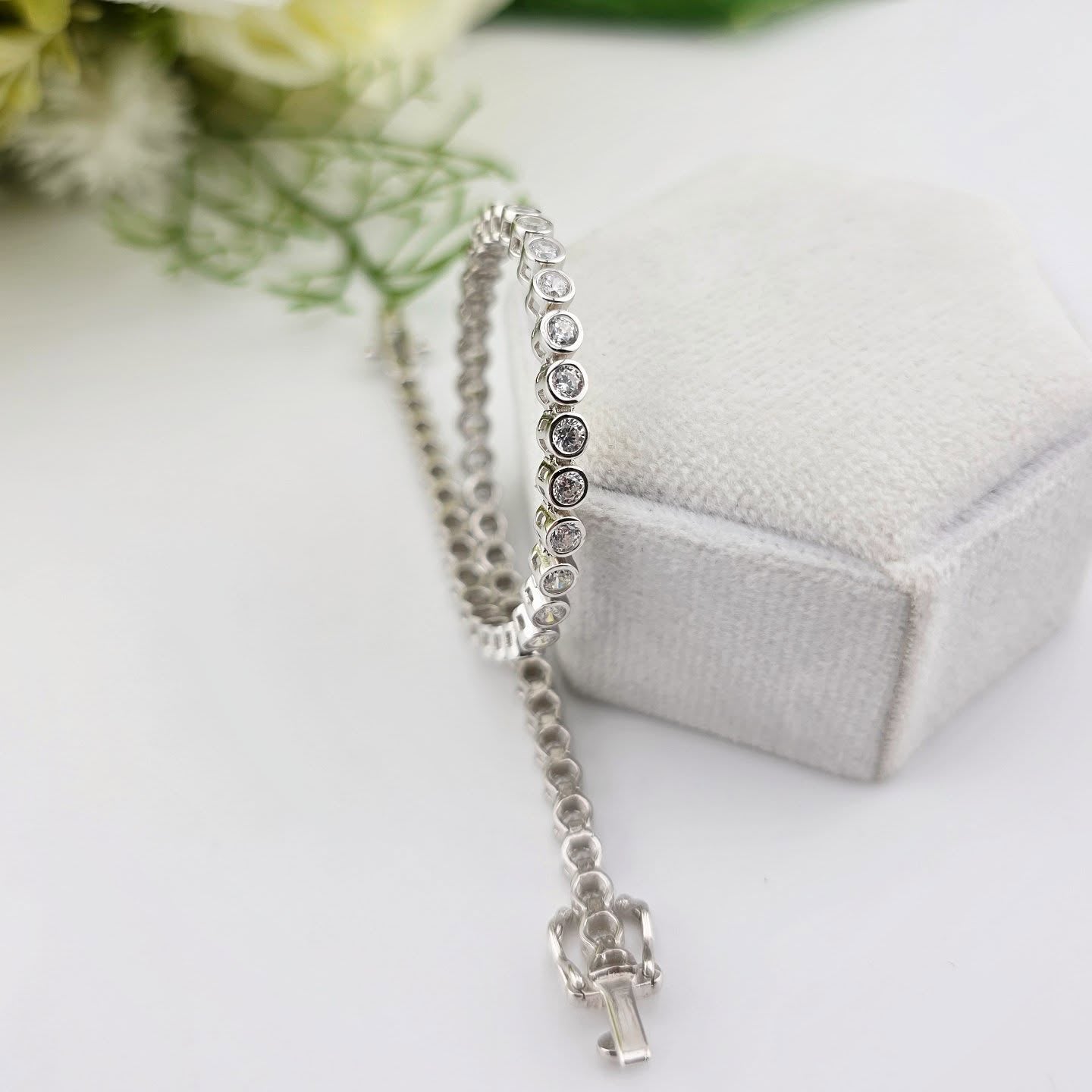925 Sterling Silver Rubover CZ Tennis Bracelet
