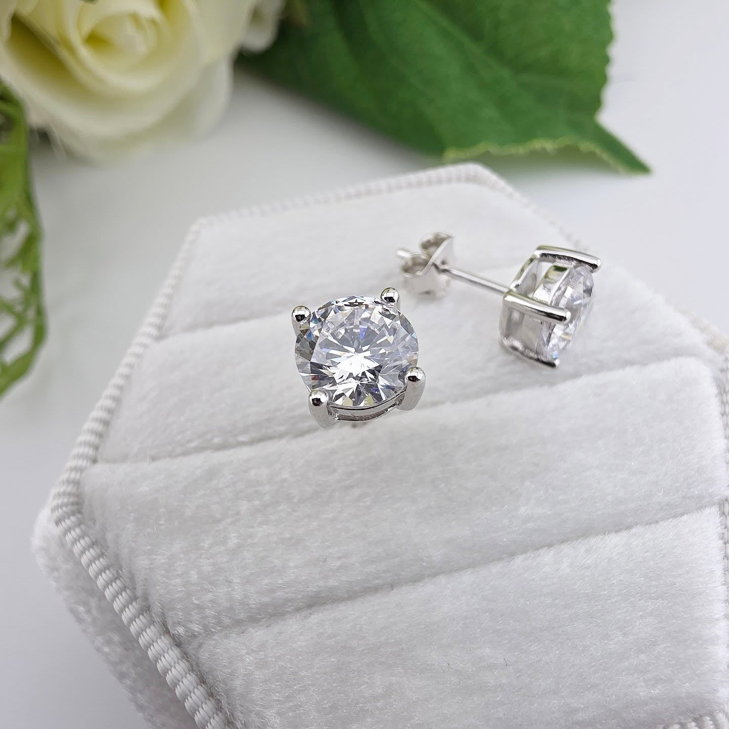 925 Sterling Silver 7mm Round CZ Stud Earrings