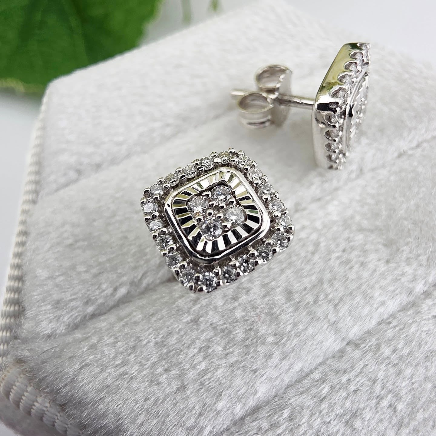 9ct Diamond Milled Bezel 0.33ct Diamond Earrings