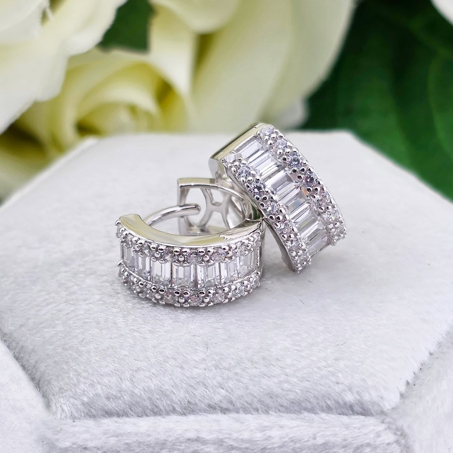 925 Sterling Silver Cubic Zirconia Huggies Earrings