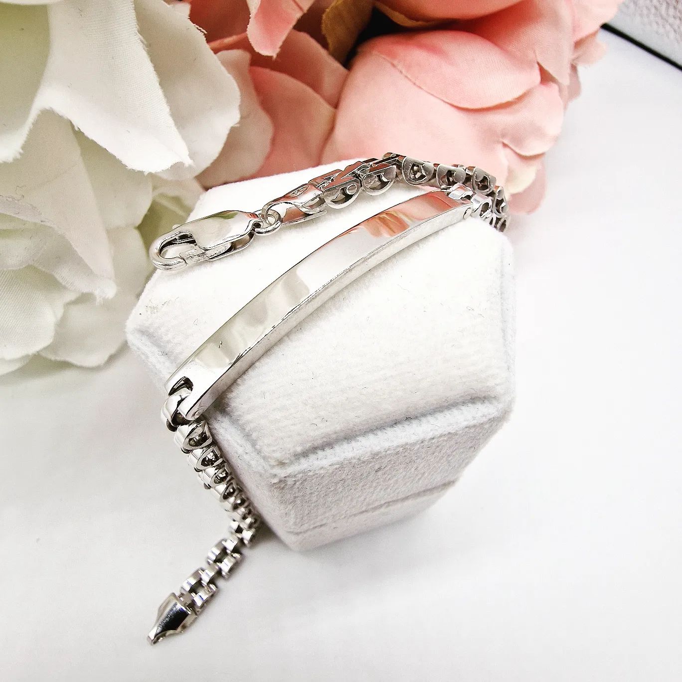 925 Sterling Silver Fancy 5mm Link ID Bracelet