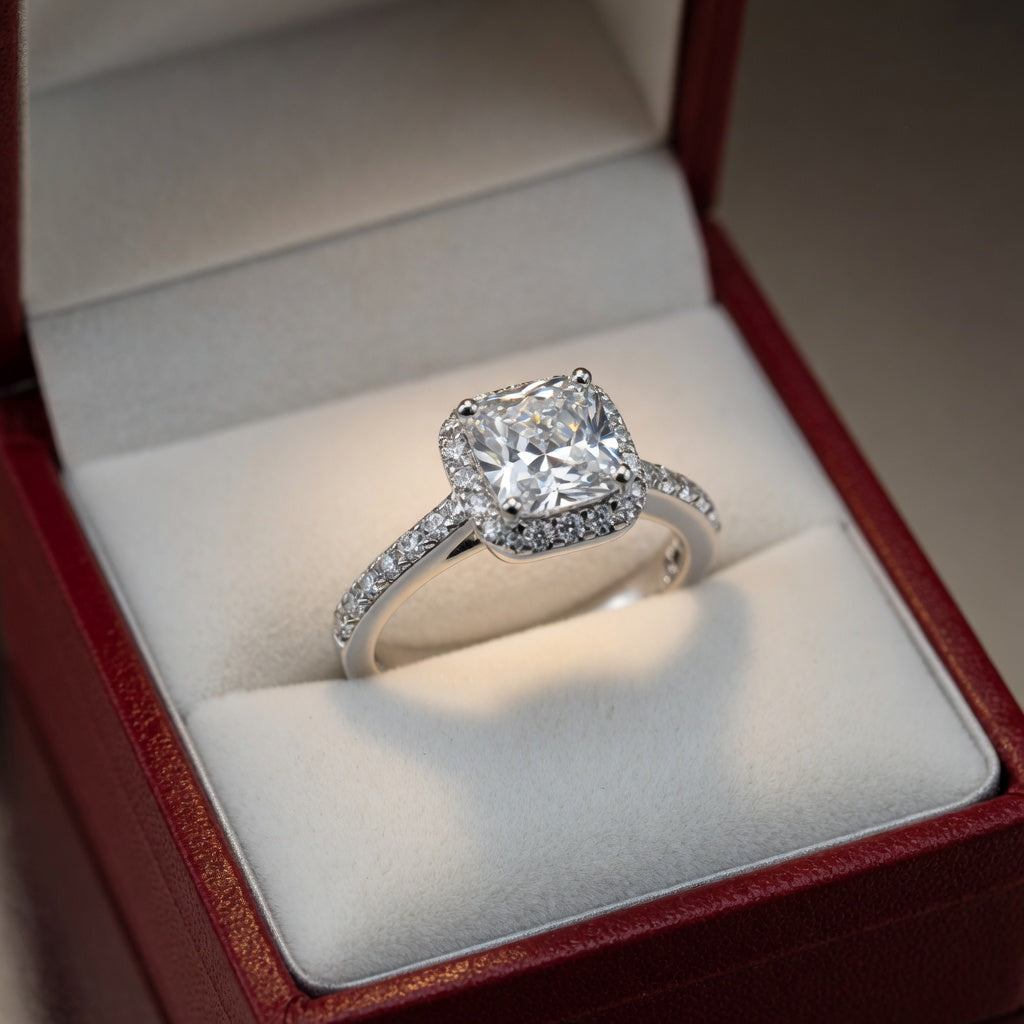 925 Sterling Silver Cushion Square Cz Ring