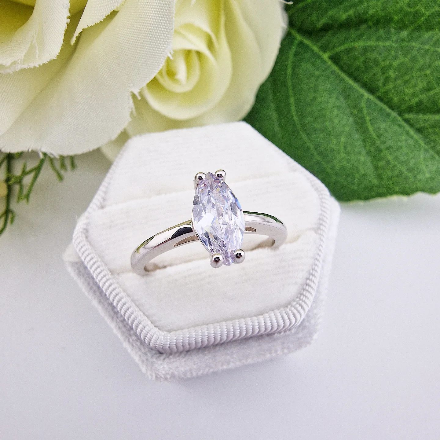 925 Sterling Silver Cz Marquise Ring