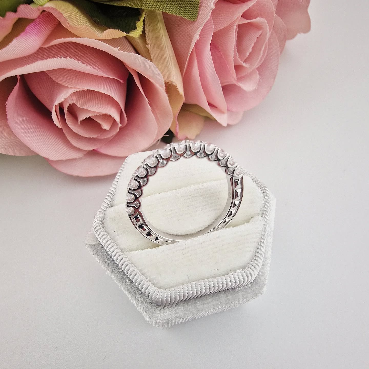 925 Sterling Silver Large Cushion Set Vintage Ring Set