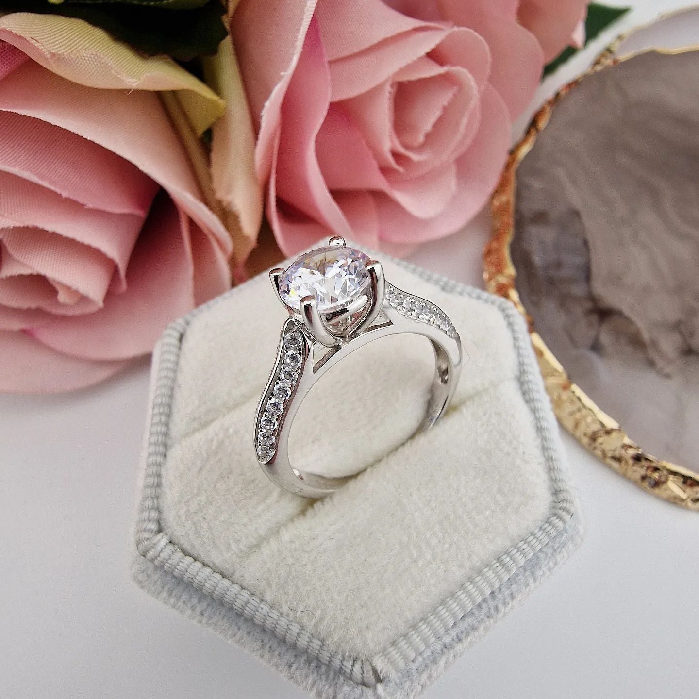 925 Sterling Silver Micro Pave' Solitaire Cz Ring J-Jaz