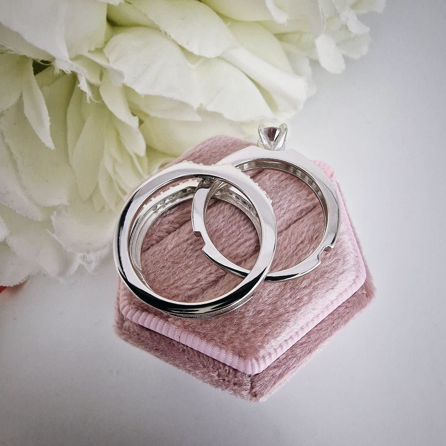 925 Sterling Silver Cz Slot In 3 Piece Ring Set