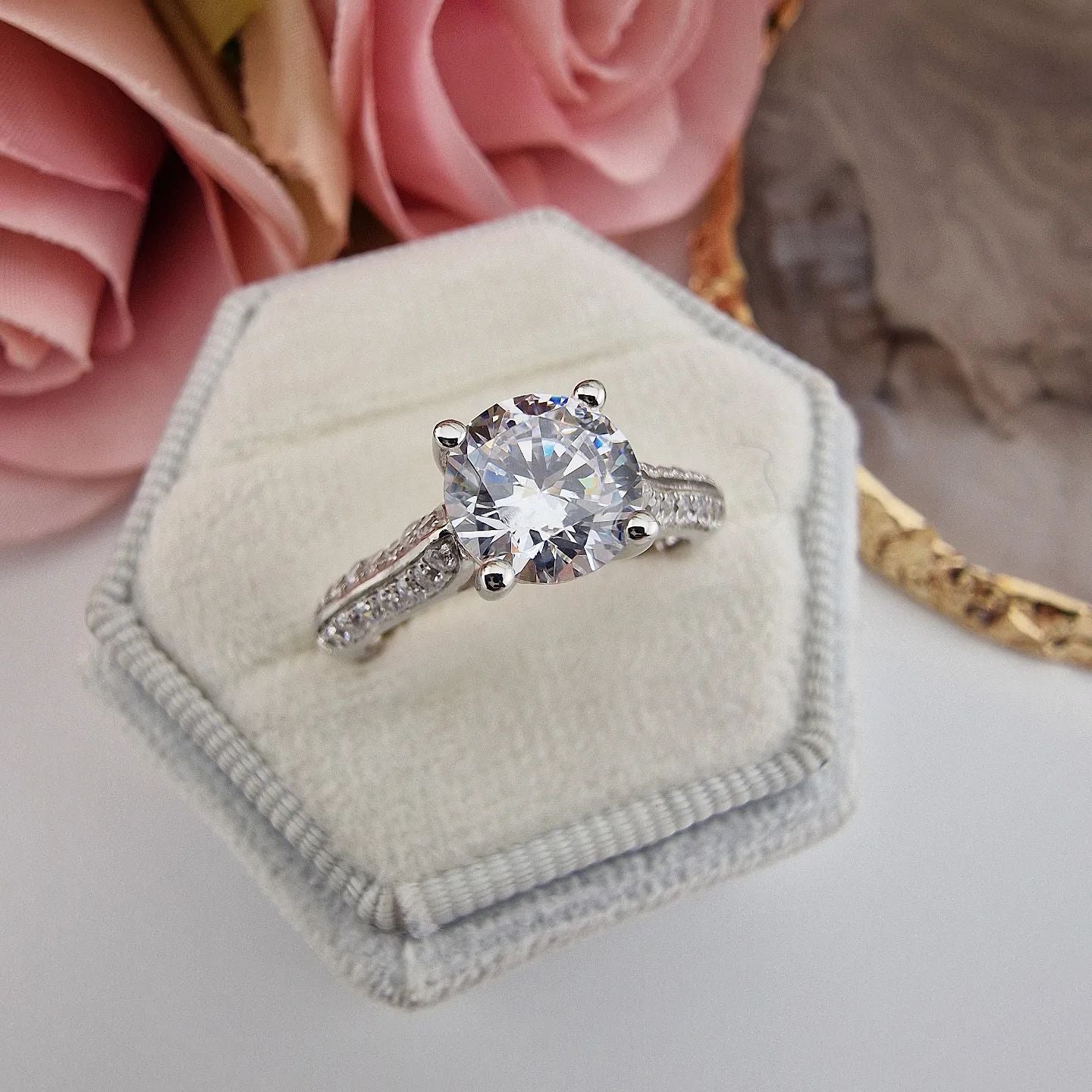 925 Sterling Silver Micro Pave' Solitaire Cz Ring J-Jaz