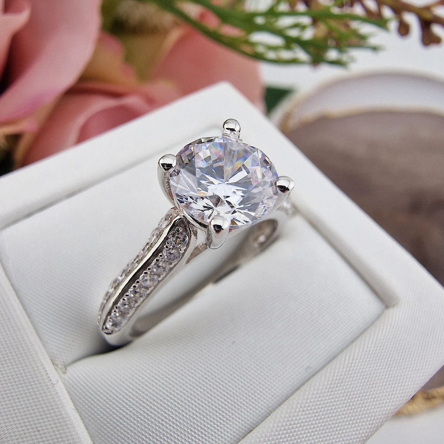 925 Sterling Silver Micro Pave' Solitaire Cz Ring J-Jaz