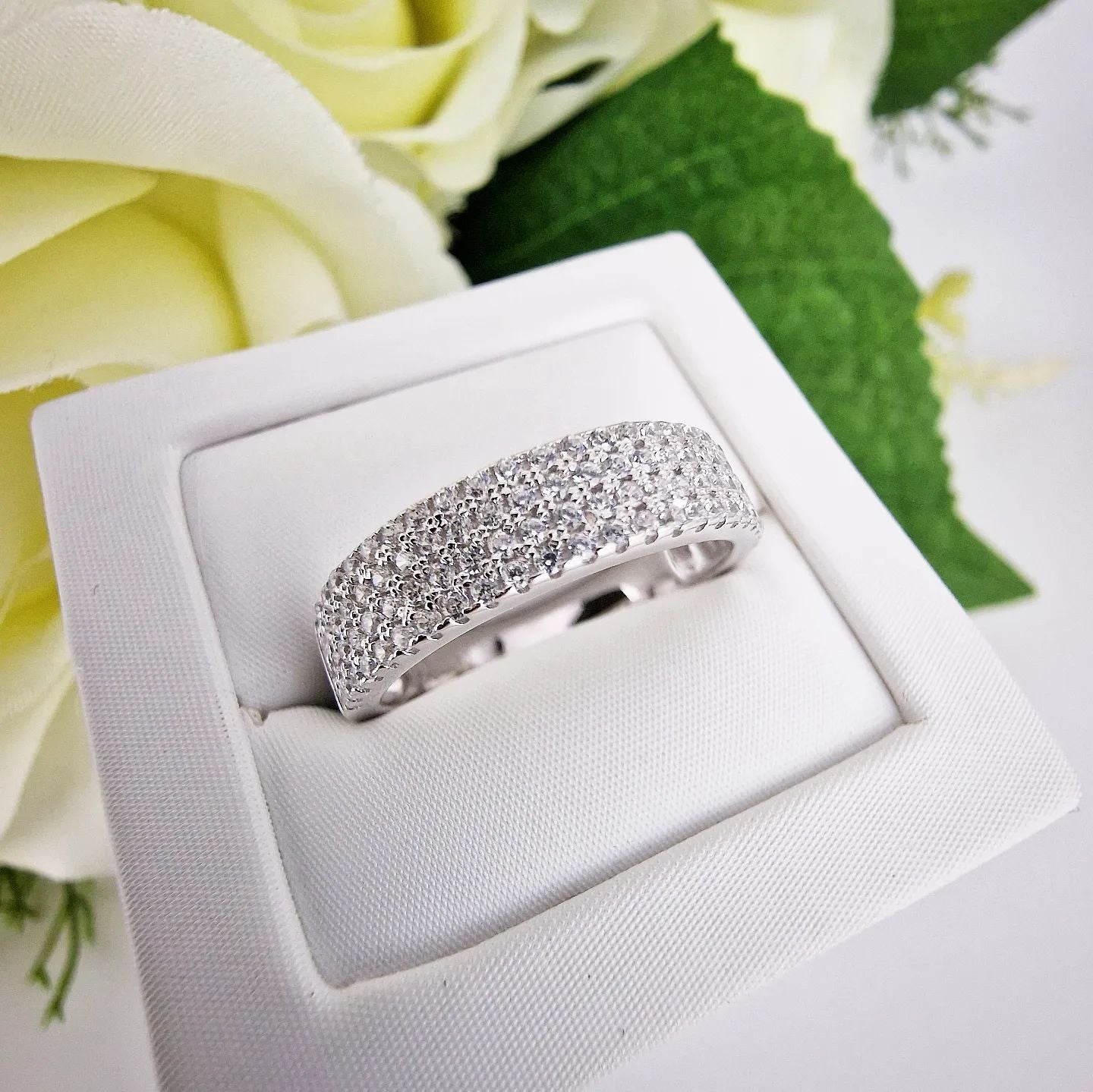 925 Sterling Silver Micro Pave' Half ET Cz Ring J-Jaz