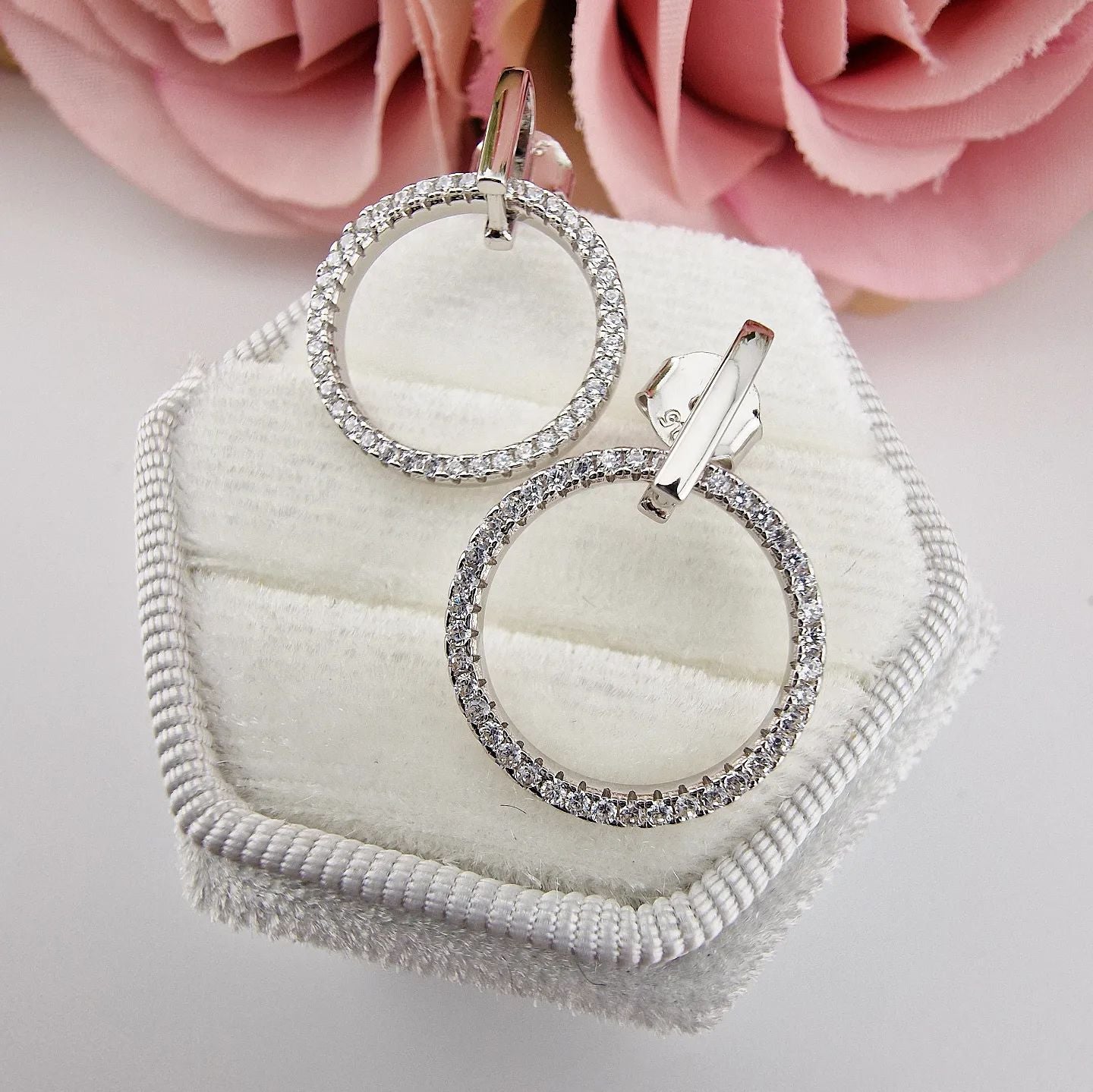 925 Sterling Silver Circle of Life Drop Earrings