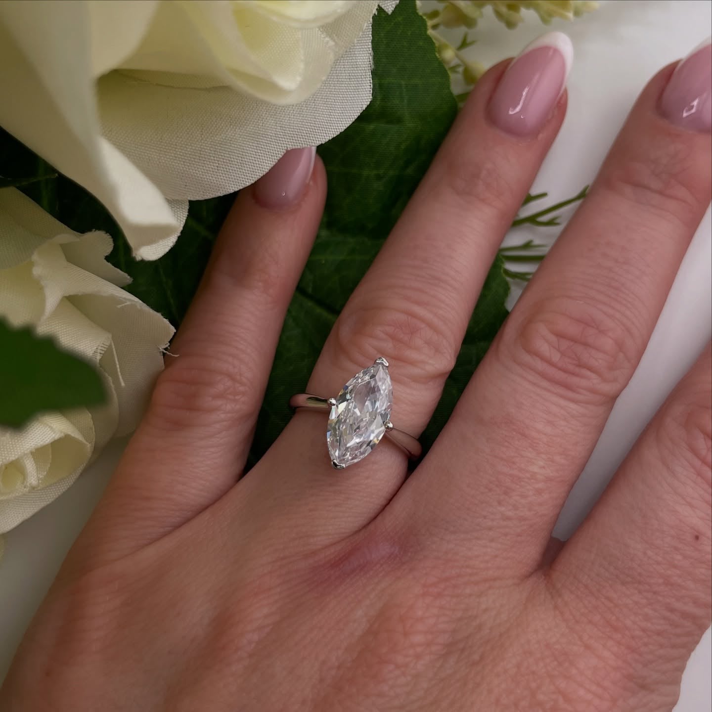 925 Sterling Silver Marquise Cut Solitaire Ring