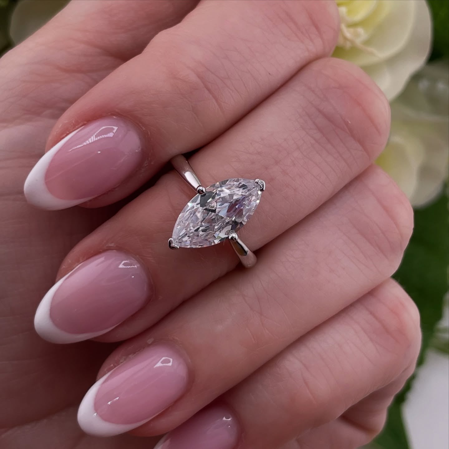 925 Sterling Silver Marquise Cut Solitaire Ring