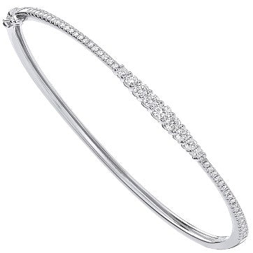 9ct White Gold 0.87ct Diamond Bangle