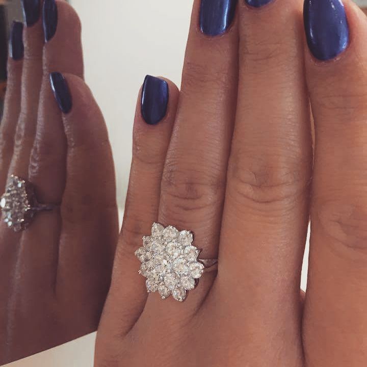 925 Sterling Silver Claw Set Cz Cluster Ring