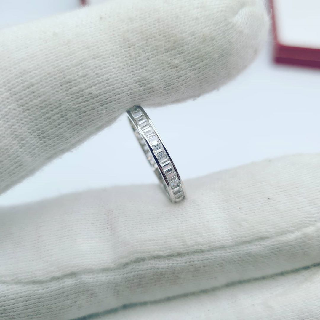 925 Sterling Silver Baguette Cut Channel Set Full Eternity J-Jaz
