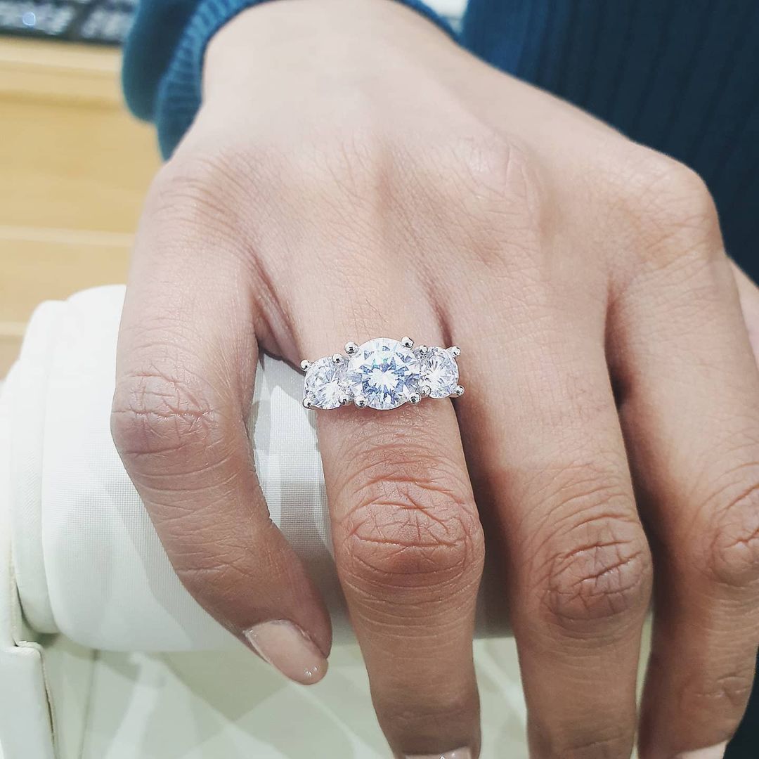 925 Sterling Silver Claw Set Trilogy Ring