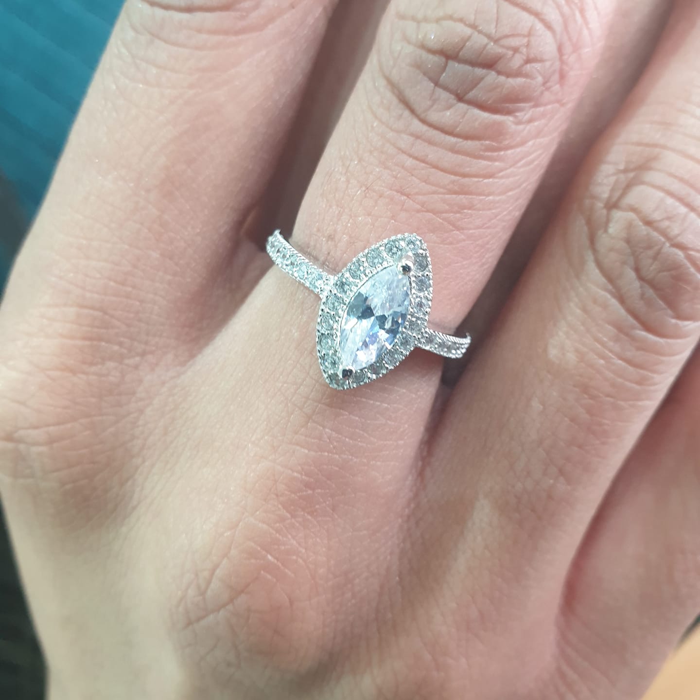 925 Sterling Silver Marquise Cut Cz Ring