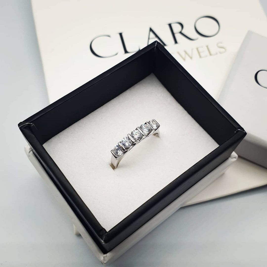 925 Sterling Silver Fancy Cz Half Eternity Ring