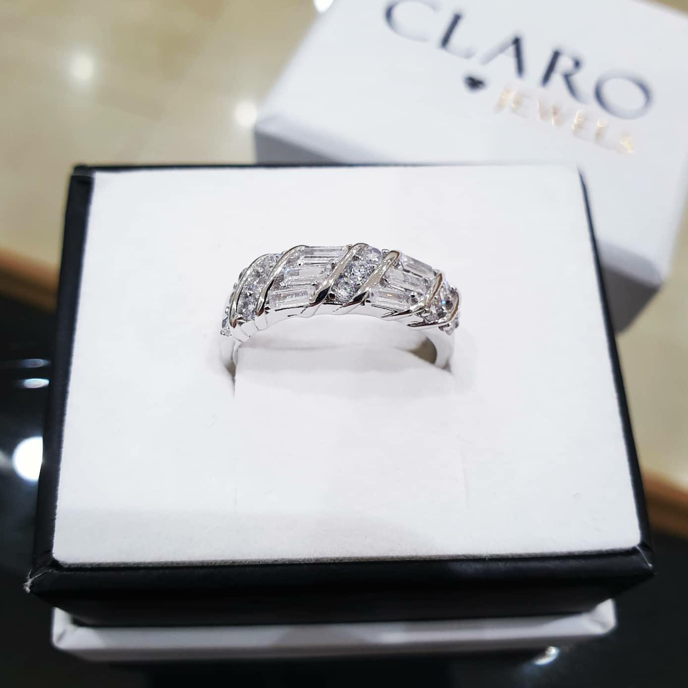 925 Sterling Silver Fancy Round & Baguette Cut Cz Eternity Ring