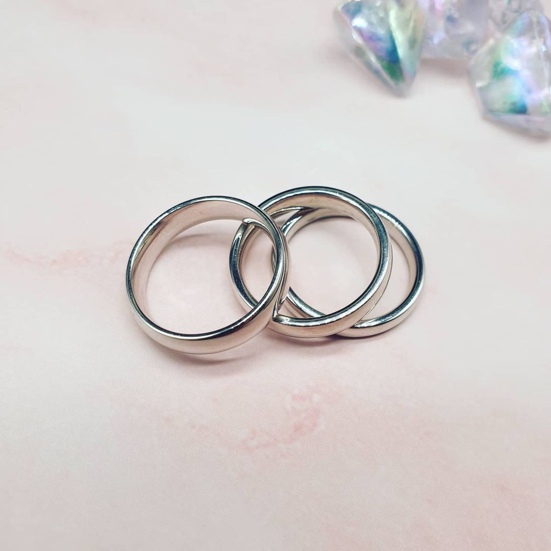 925 Sterling Silver 3mm, 4mm and 5mm Court Wedding Band Ring