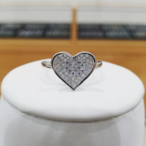 925 Sterling Silver Pave Set Heart Ring