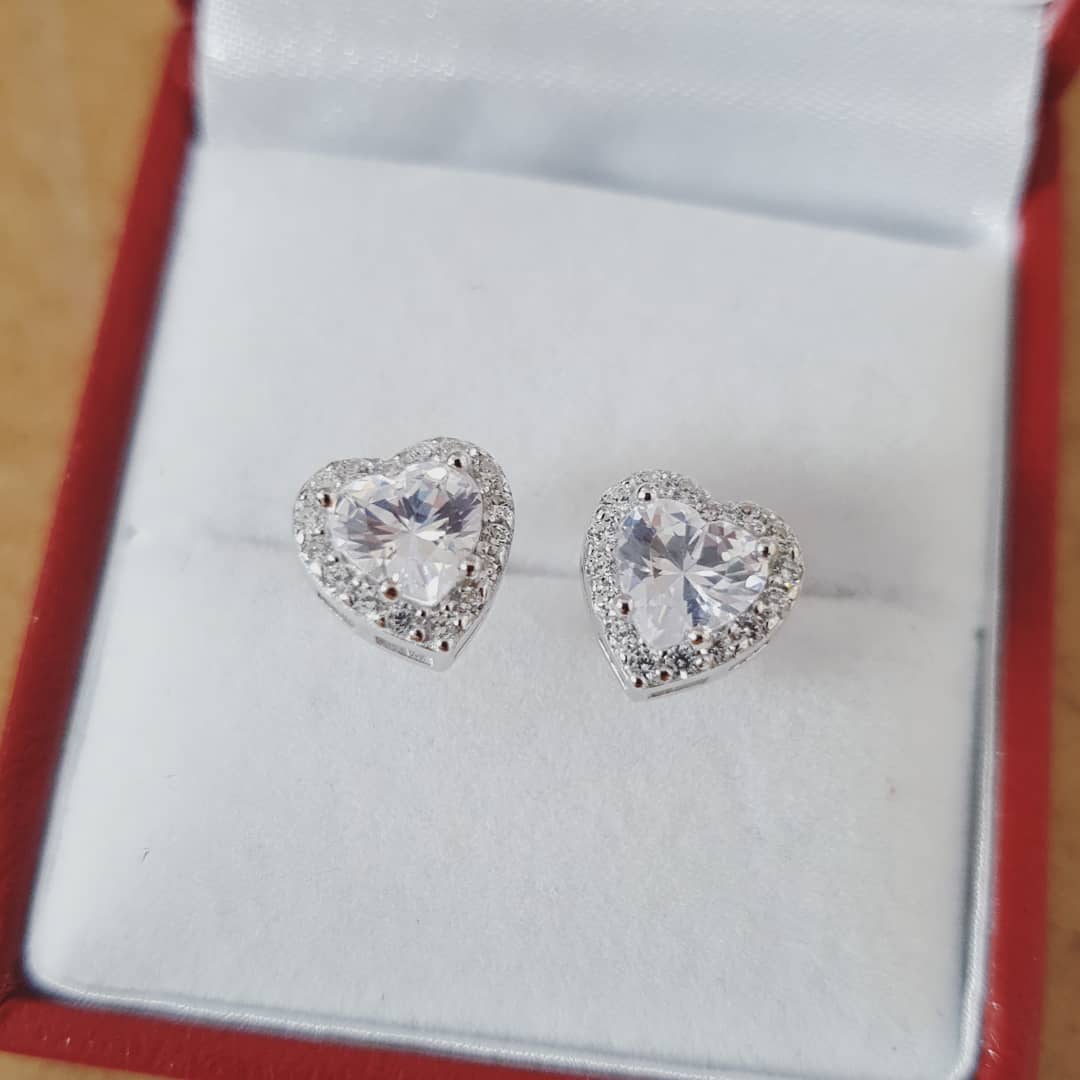 925 Sterling Silver Heart Stud Earrings