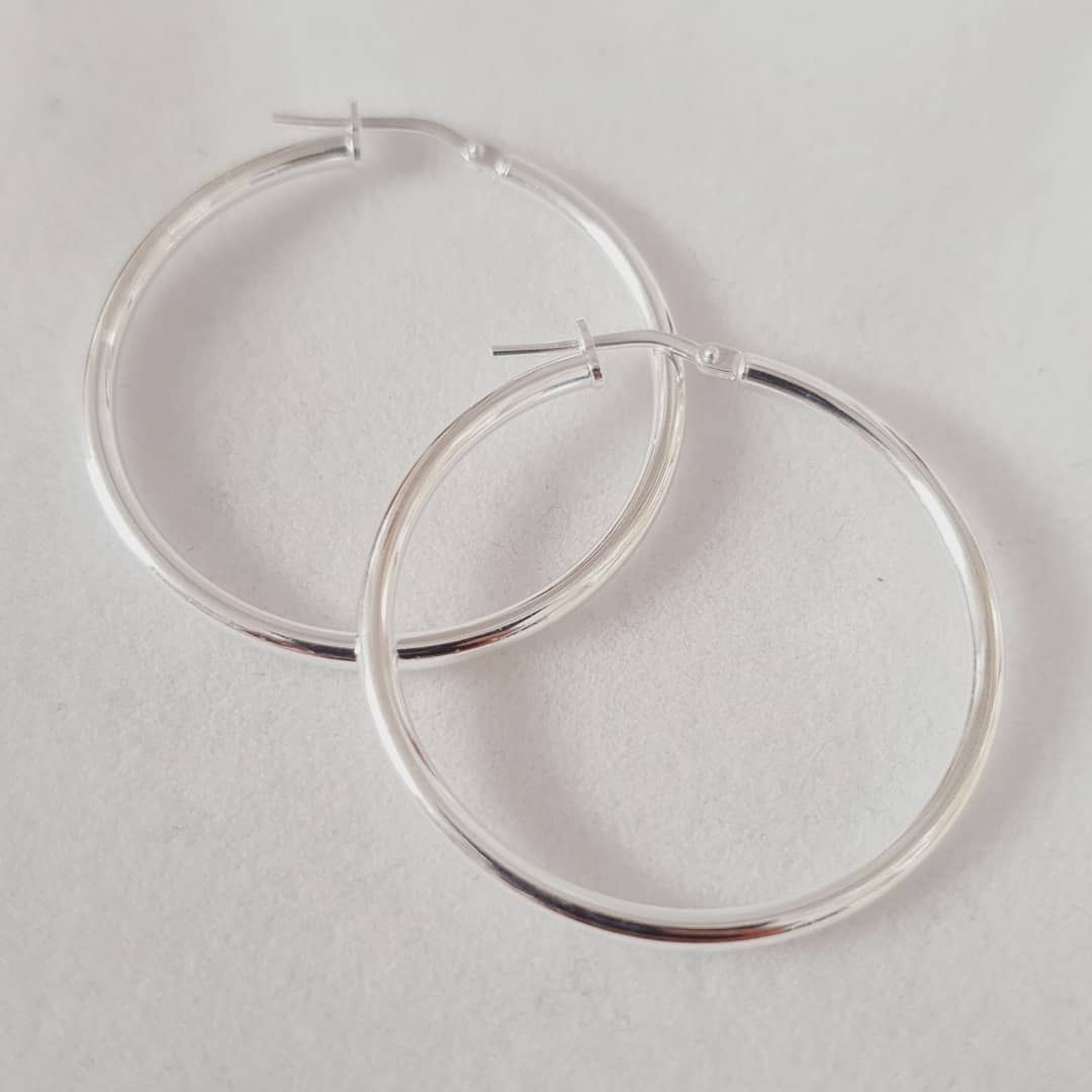 925 Sterling Silver 35mm Hoop Earrings