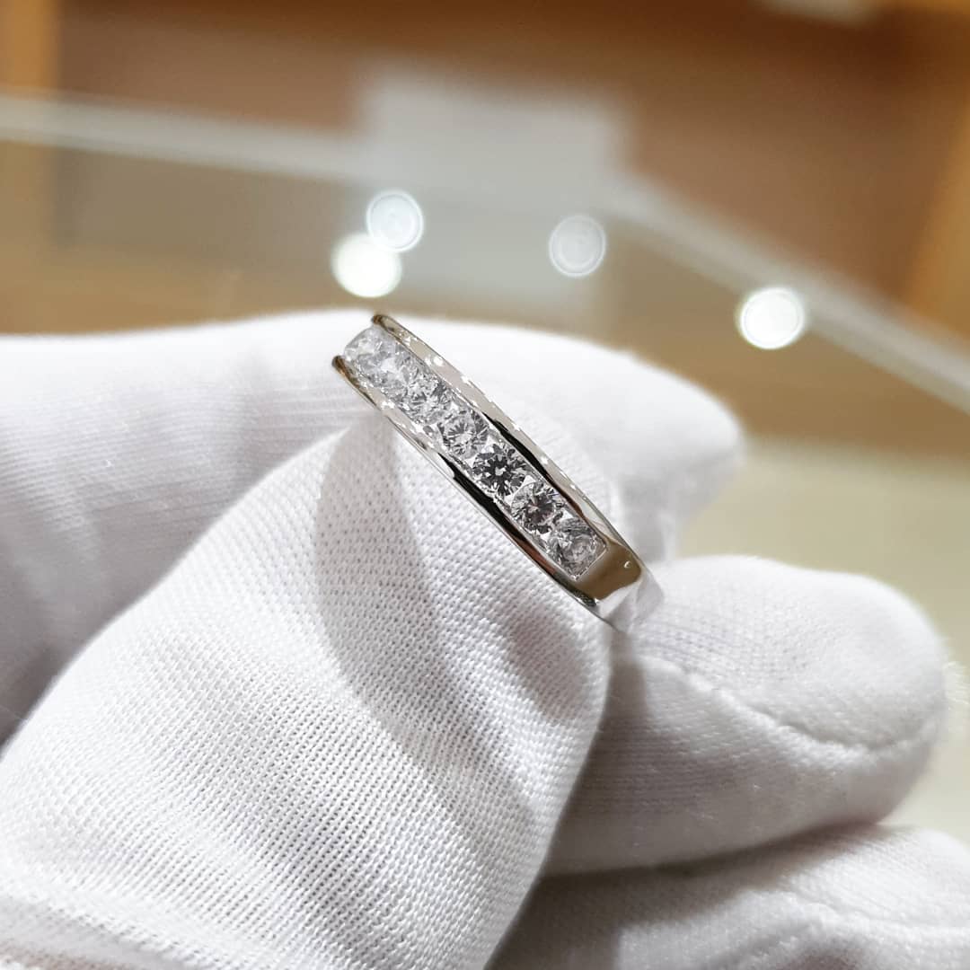 925 Sterling Silver Channel Set Cz Half Eternity Ring