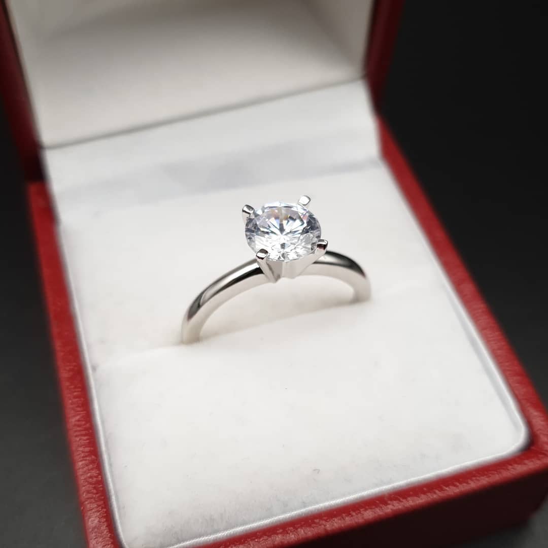 925 Sterling Silver 1.5ct CZ Solitaire Engagement Ring