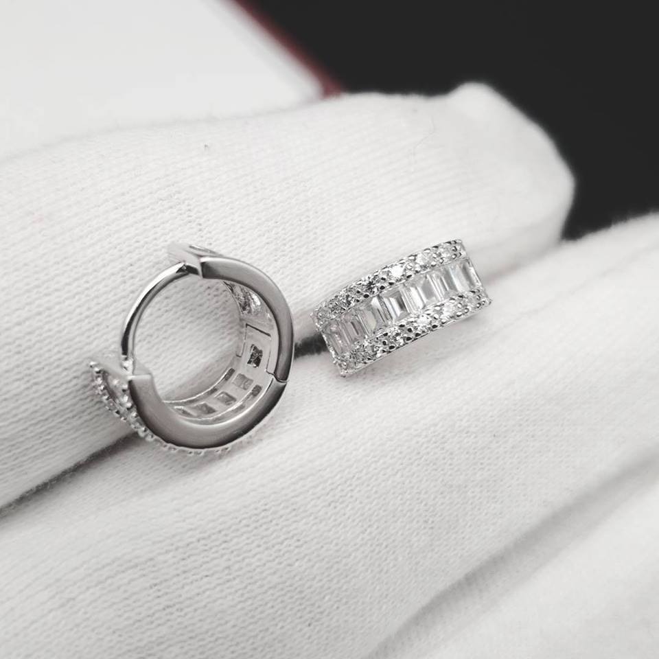 925 Sterling Silver Cubic Zirconia Huggies Earrings