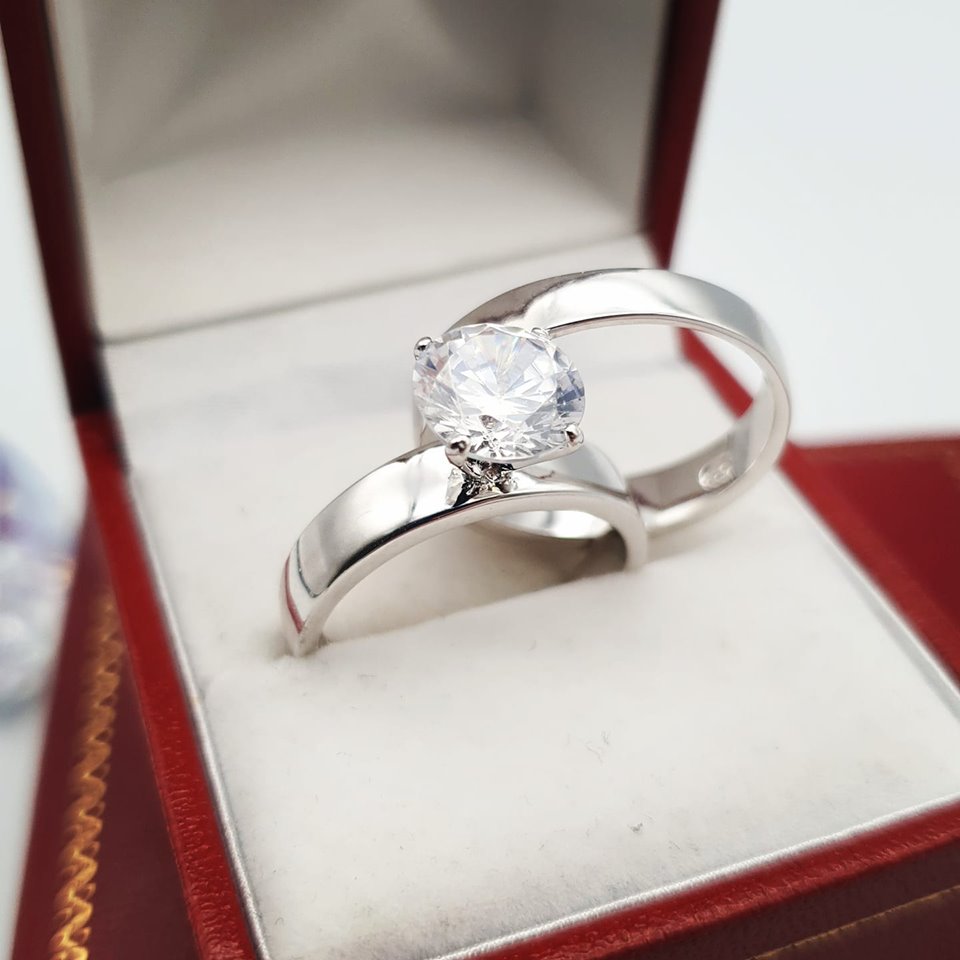 925 Sterling Silver Bridal Set Cz Rings