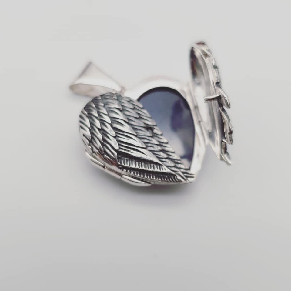 925 Sterling Silver Angel Wings Locket with Chain