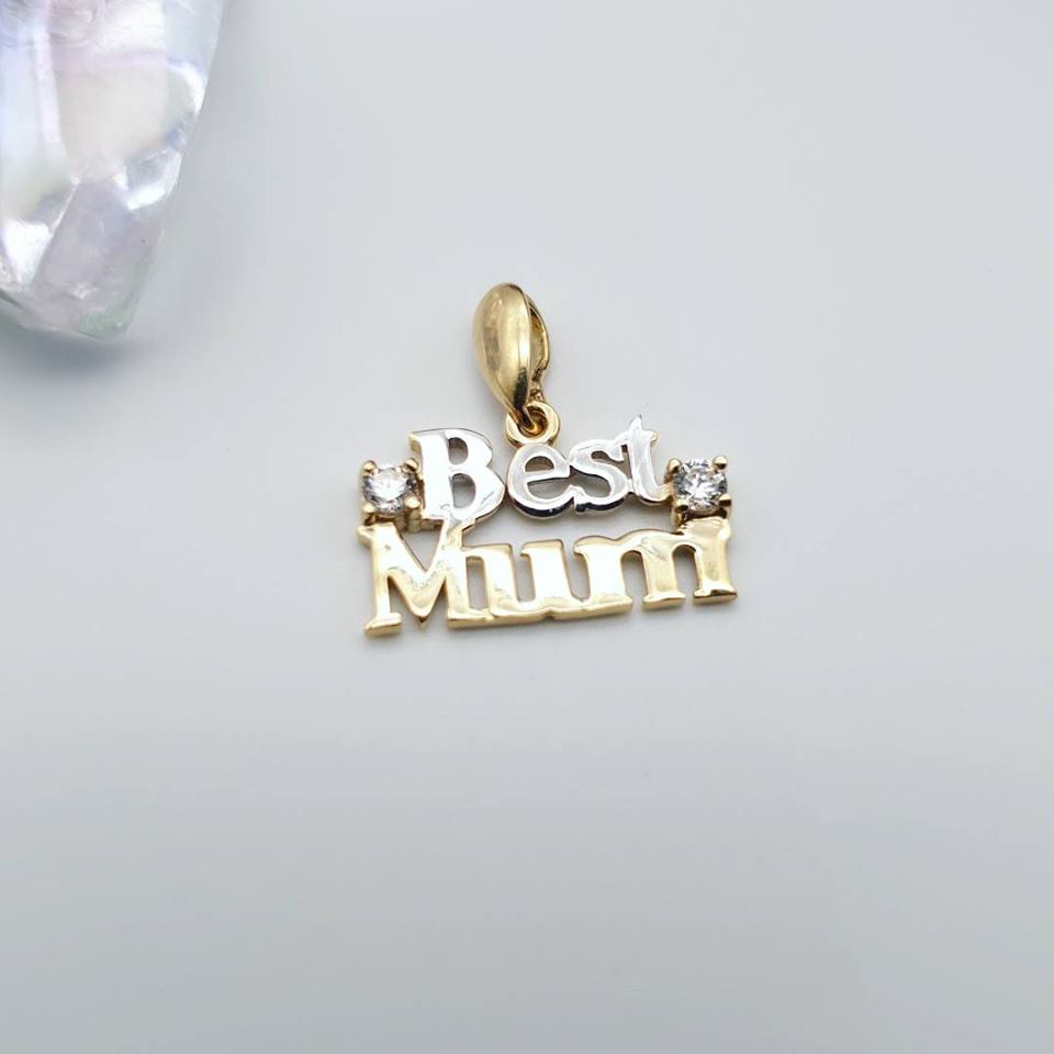 9ct Yellow & White Gold Best Mum Pendant