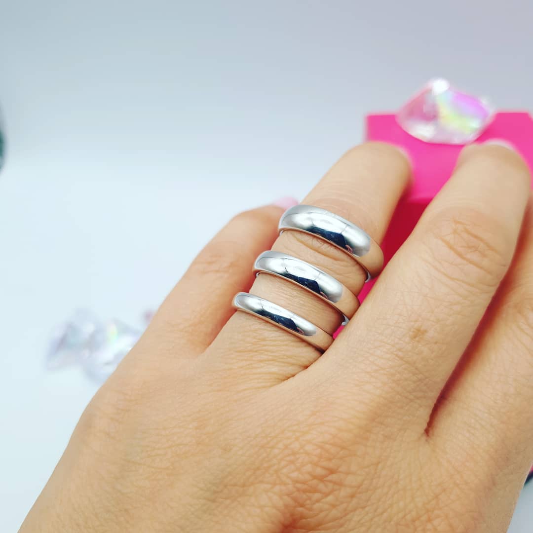 925 Sterling Silver 3mm, 4mm and 5mm Court Wedding Band Ring